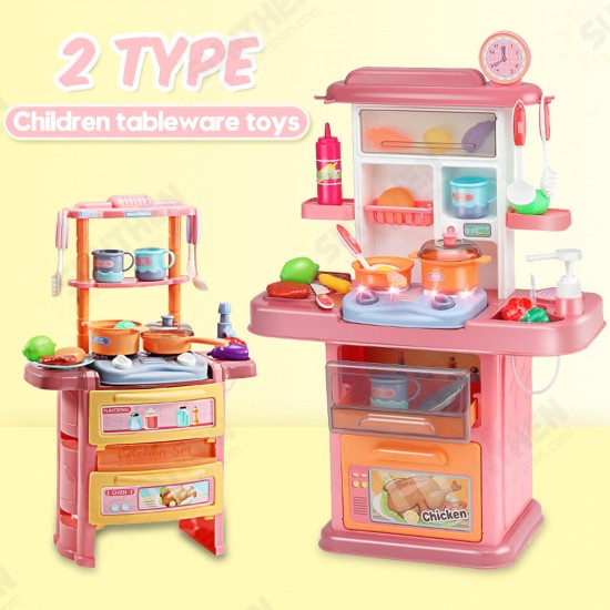 Dream Kitchen Role Play Cooking Children Tableware Toys Set with Sound Light Water Outlet Funtion