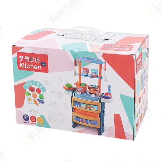 Dream Kitchen Role Play Cooking Children Tableware Toys Set with Sound Light Water Outlet Funtion