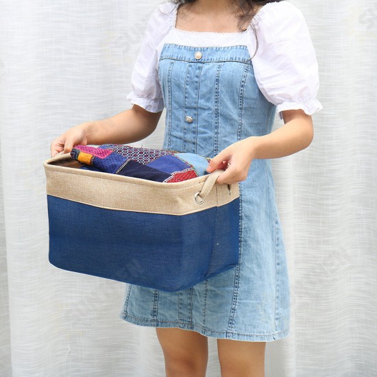 Eight Kinds of Cotton & Linen Blue/Grey Storage Basket Without Cover for Kid Toys