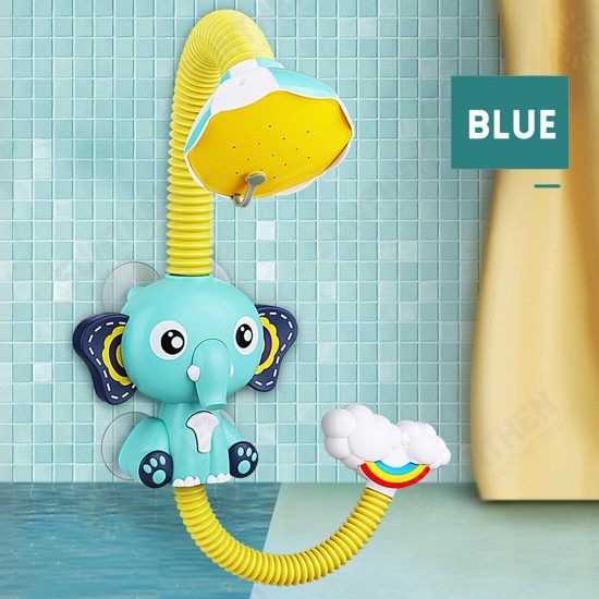 Electric Elephant Faucet Shower Water Spray Baby Bath Toy Two Water Outlet Modes for Kids Swimming Bathroom