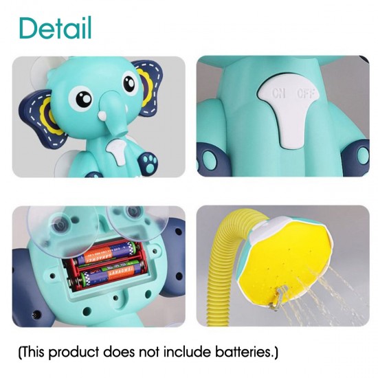 Electric Elephant Faucet Shower Water Spray Baby Bath Toy Two Water Outlet Modes for Kids Swimming Bathroom