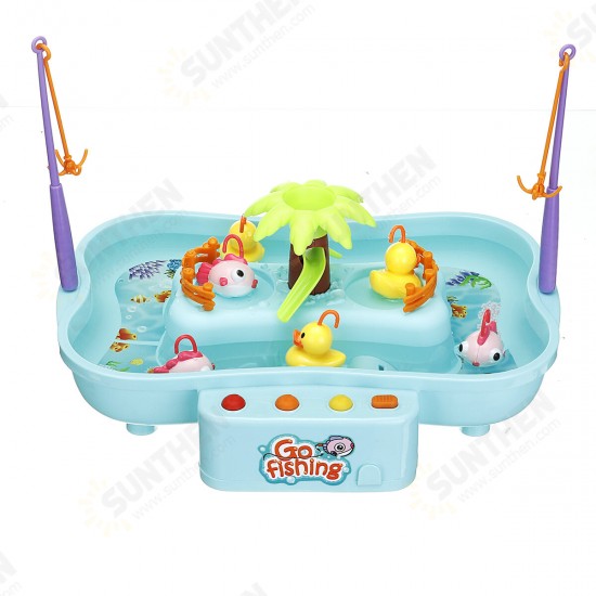 Electric Water Cycle Fishing Platform Game Interactive Educational Toy with Sound Lighting Effect for Kids Gift