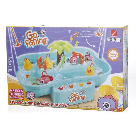 Electric Water Cycle Fishing Platform Game Interactive Educational Toy with Sound Lighting Effect for Kids Gift