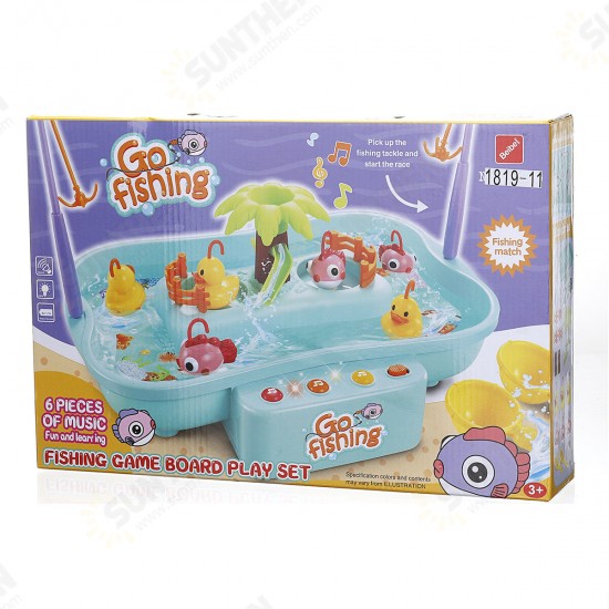 Electric Water Cycle Fishing Platform Game Interactive Educational Toy with Sound Lighting Effect for Kids Gift