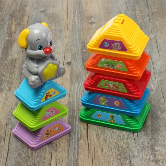 Kids Colorful Stacking Dog Pile Up Tower Toy Learning Plaything Cups Counting Stack Cups Blocks