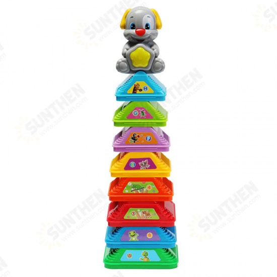 Kids Colorful Stacking Dog Pile Up Tower Toy Learning Plaything Cups Counting Stack Cups Blocks