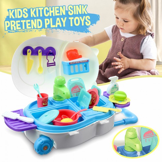 Kids Kitchen Dishwasher Playing Sink Dishes Toys Play Pretend Play Toy Set