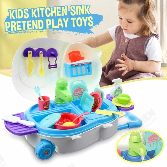 Kids Kitchen Dishwasher Playing Sink Dishes Toys Play Pretend Play Toy Set