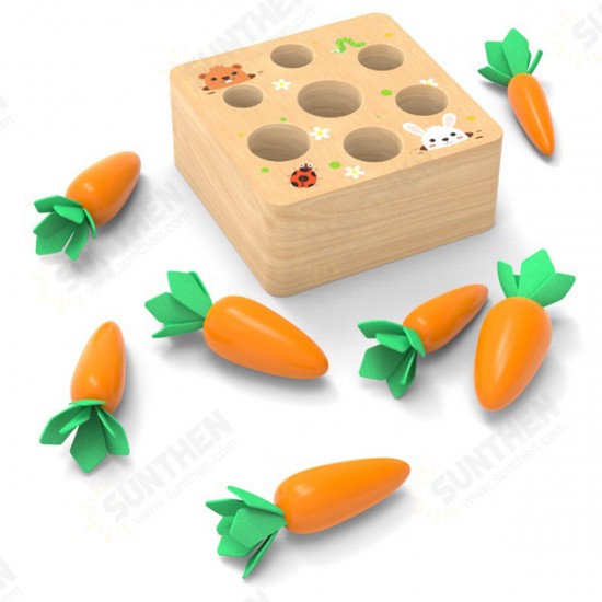 Kids Wooden Building Blocks Pulling Carrot Game Children Early Educational Toys