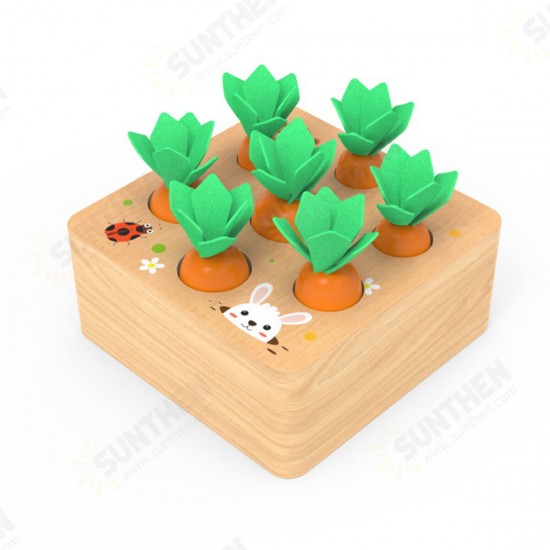 Kids Wooden Building Blocks Pulling Carrot Game Children Early Educational Toys