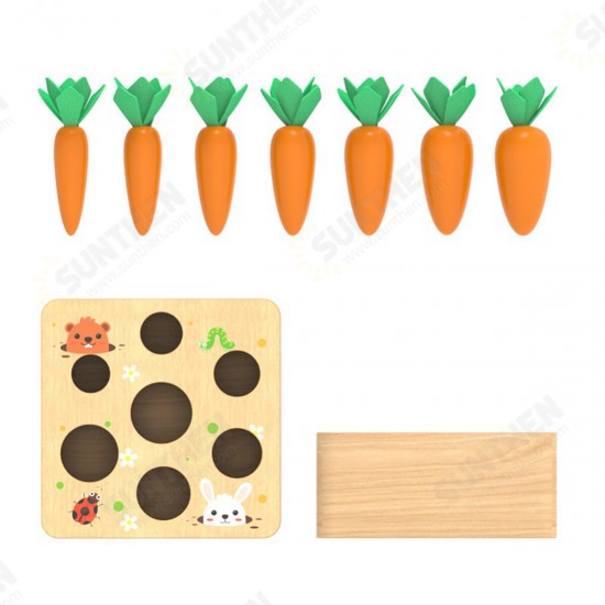 Kids Wooden Building Blocks Pulling Carrot Game Children Early Educational Toys