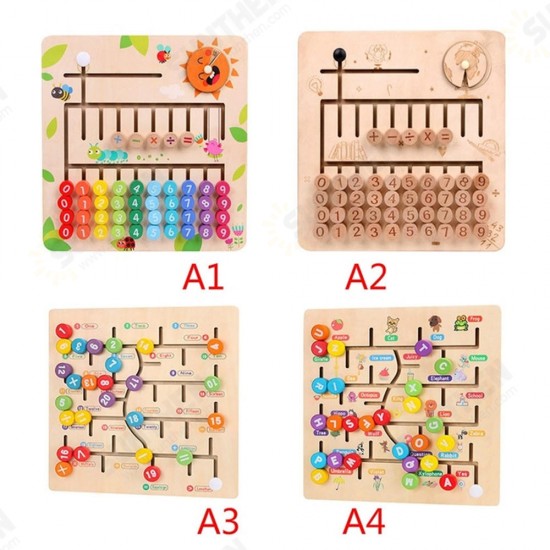 Math Toys Wooden Digitals Alphabet Learning Arithmetic Maze Matching Board Brain Development Toys for Children