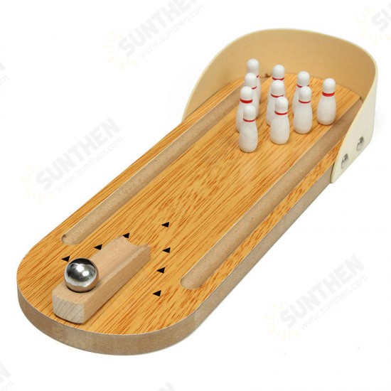 Mini Indoor Desktop Game Wooden Bowling Table Play Games Party Fun Kids Toys Board Games