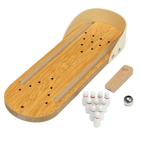 Mini Indoor Desktop Game Wooden Bowling Table Play Games Party Fun Kids Toys Board Games