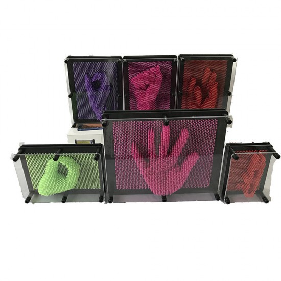 Multi-color Square Plastic Handprint 3D Clone Hand Model Variety Needle Painting Three-dimensional Educational Puzzle Toy for Kids Gift