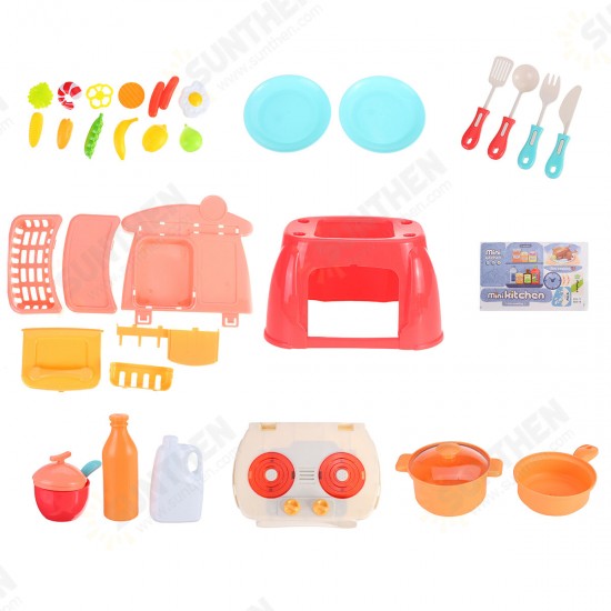 Multi-style Simulation Spray Water Mini Kitchen Cooking Pretend Play House Puzzle Educational Toy Set with Sound Light Effect for Kids Gift