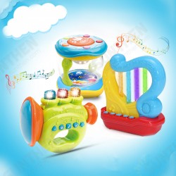 Musical Instruments Horn Harp Drum LED Light Story Telling Percussion Developmental Toy House Play Musical Instruments Horn Harp Drum LED Light Story Telling Percussion Developmental Toy House Play