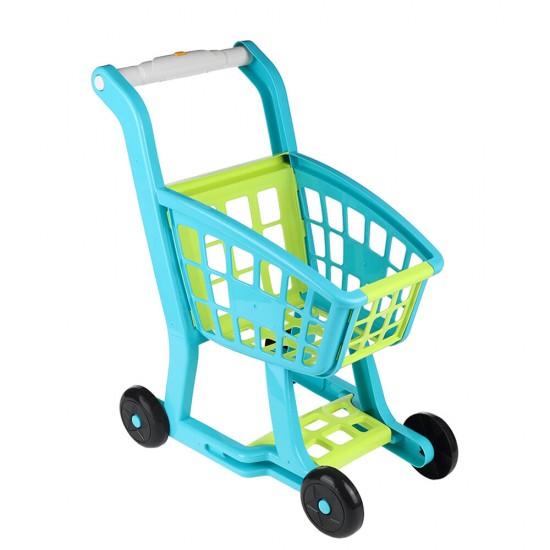 Plastic Kids' Supermarket Shopping Cart Set with Accessories (Fruits & Vegetables & Snack Boxes) for Children Toys