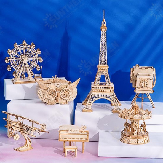 TG301 Airplane Creative 3D Puzzle Handmade DIY Wooden Assembled Desktop Decoration Toys