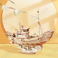 TG308 Harvest Fishing Boat 3D Puzzle DIY Hand-assembled Wooden Sailing Model Toys TG308 Harvest Fishing Boat 3D Puzzle DIY Hand-assembled Wooden Sailing Model Toys