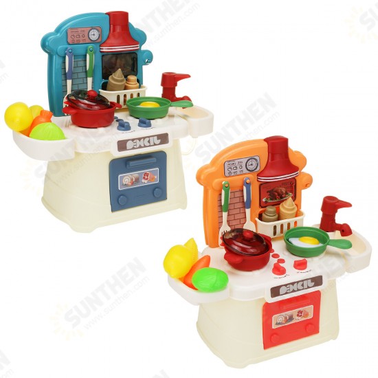 Simulation Kitchen Cooking Pretend Playing House Early Education Toy Set with Light and Sound Effect for Kids Gift