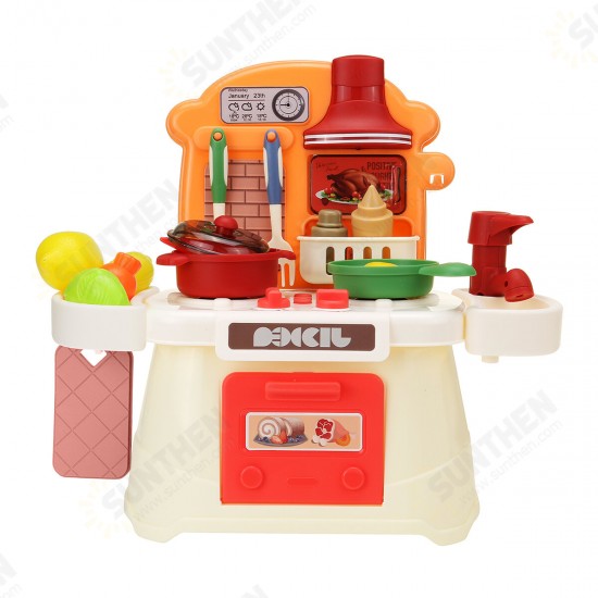 Simulation Kitchen Cooking Pretend Playing House Early Education Toy Set with Light and Sound Effect for Kids Gift