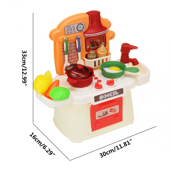 Simulation Kitchen Cooking Pretend Playing House Early Education Toy Set with Light and Sound Effect for Kids Gift