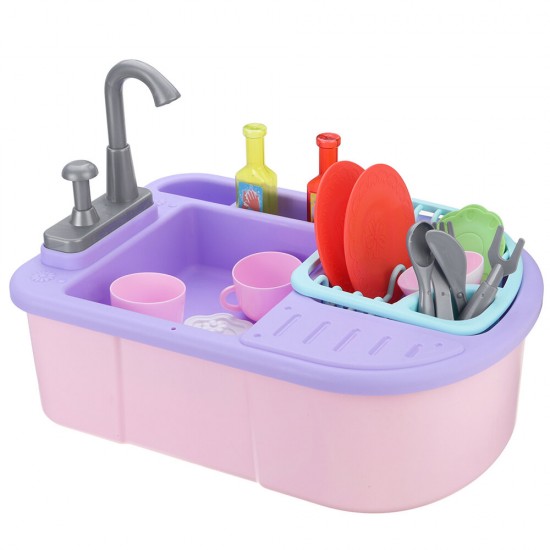 Simulation Kitchen Dishwasher Playing Sink Dishes Pretend Play Set Educational Toy for Kids Gift