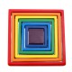 Square 7-piece 6.1 x 6.1 x 1.73inch Wooden Rainbow Stacking Toy nested stack games Building blocks