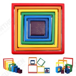 Square 7-piece 6.1 x 6.1 x 1.73inch Wooden Rainbow Stacking Toy nested stack games Building blocks Square 7-piece 6.1 x 6.1 x 1.73inch Wooden Rainbow Stacking Toy nested stack games Building blocks