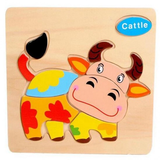 Umu Wooden 3D Jigsaw Puzzle Toy Kids Children Cartoon Animal Puzzle Gift Intelligence Toys