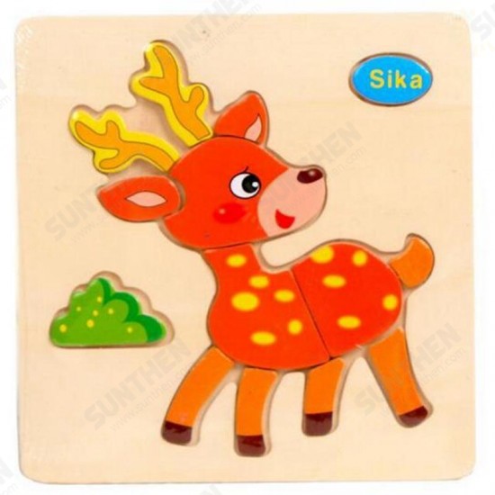 Umu Wooden 3D Jigsaw Puzzle Toy Kids Children Cartoon Animal Puzzle Gift Intelligence Toys