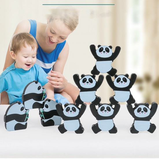 Wood Balancing Stacked Stones Rainbow Monkey/Bear/Panda Hercules Puppet Building Block Montessori Toys for Kids Gift