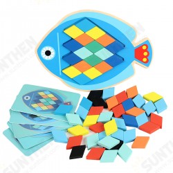 Wood DIY Assembly Jigsaw Puzzle Toy Colors Shapes Cartoon Fish Owl Matching Cards Toy for Children Learning Wood DIY Assembly Jigsaw Puzzle Toy Colors Shapes Cartoon Fish Owl Matching Cards Toy for Children Learning
