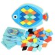 Wood DIY Assembly Jigsaw Puzzle Toy Colors Shapes Cartoon Fish Owl Matching Cards Toy for Children Learning