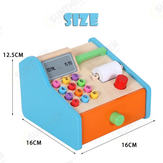 Wooden Cash Register Shop Grocery Checkout Play Game Learn Education Toys for Kids Perfect Gift