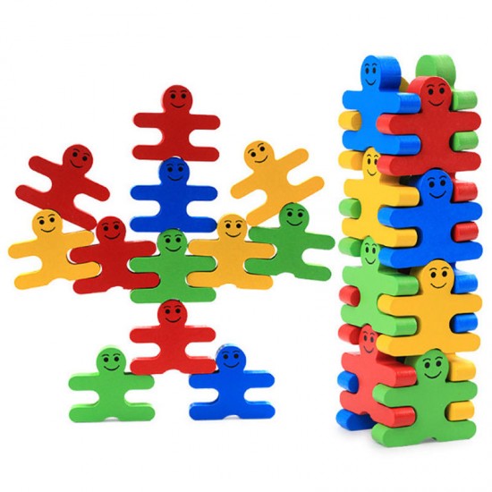 Wooden Creative Cartoon Balance Building Blocks Children's Educational Wooden Blocks Toys Kindergarten Teaching Aids