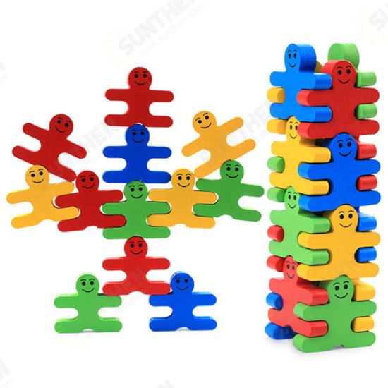 Wooden Creative Cartoon Balance Building Blocks Children's Educational Wooden Blocks Toys Kindergarten Teaching Aids