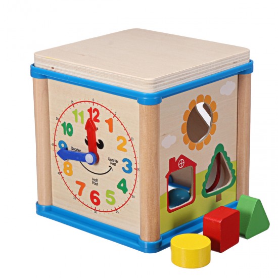 Wooden Multi-functional Wisdom Aroind Treasure Box with Beads Parent-child Educational Learning Toy for Kids Gift