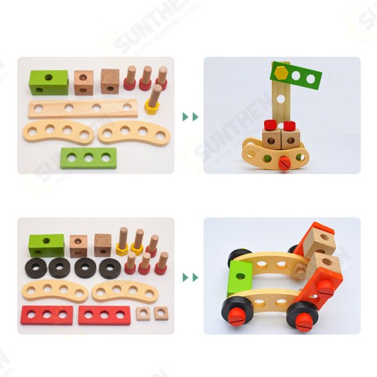 Wooden Simulation DIY Multi-shaped Nut Combo Set Boy Repair Kit Early Childhood Education Puzzle Toy