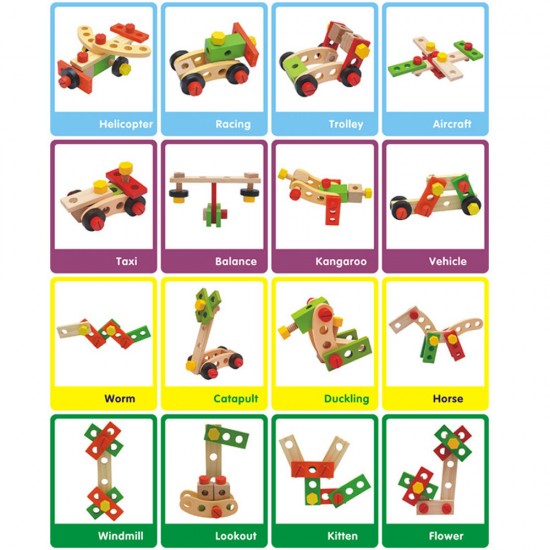 Wooden Simulation DIY Multi-shaped Nut Combo Set Boy Repair Kit Early Childhood Education Puzzle Toy