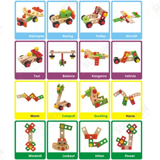 Wooden Simulation DIY Multi-shaped Nut Combo Set Boy Repair Kit Early Childhood Education Puzzle Toy