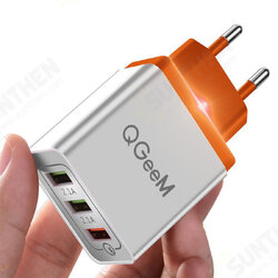 QG-CH04 27W 3 USB Travel Wall Charger Adapter QC3.0 Fast Charging For iPhone XS 11Pro Huawei P30 P40 Pro MI10 Note 9S S20+ Note 20 QG-CH04 27W 3 USB Travel Wall Charger Adapter QC3.0 Fast Charging For iPhone XS 11Pro Huawei P30 P40 Pro MI10 Note 9S S20+ Note 20