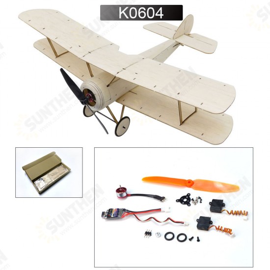 K6 Sopwith Pup 378mm Wingspan Balsa Wood Laser Cut Micro RC Airplane Warbird Biplane