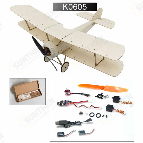 K6 Sopwith Pup 378mm Wingspan Balsa Wood Laser Cut Micro RC Airplane Warbird Biplane