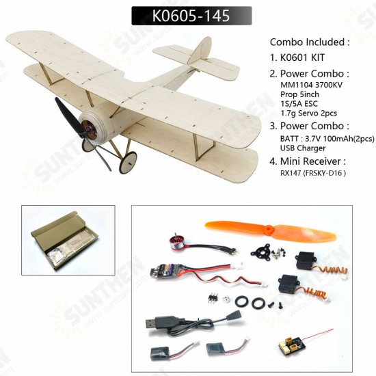 K6 Sopwith Pup 378mm Wingspan Balsa Wood Laser Cut Micro RC Airplane Warbird Biplane