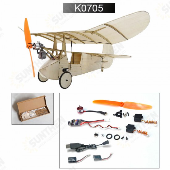 K7 358mm Wingspan Ultra-micro Balsa Wood Laser Cut RC Airplane