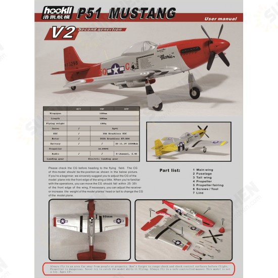 Mustang P51 V2 EPO 1200mm Wingspan RC Airplane Fixed Wing KIT/PNP Mustang P51 V2 EPO 1200mm Wingspan RC Airplane Fixed Wing KIT/PNP