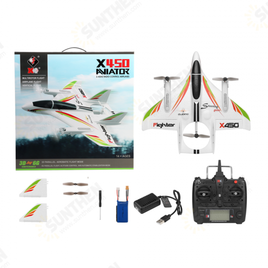 X450 VTOL 2.4G 6CH EPO 450mm Wingspan 3D/6G Mode Switchable Aerobatics RC Airplane RTF