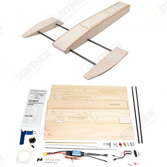 B061 B068 DIY RC Speed Boat Kit Wooden Sponson Outrigger Shrimp Model